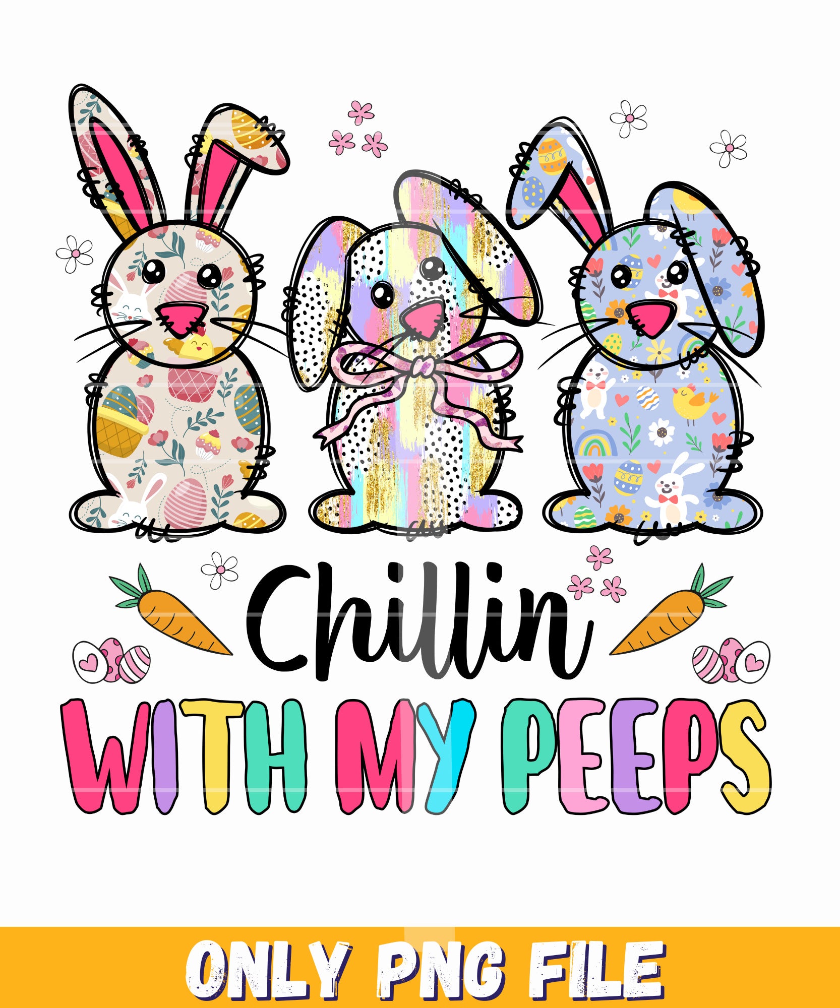 chillin with my peeps, chillin with my peeps clipart, Easter bunny DTF