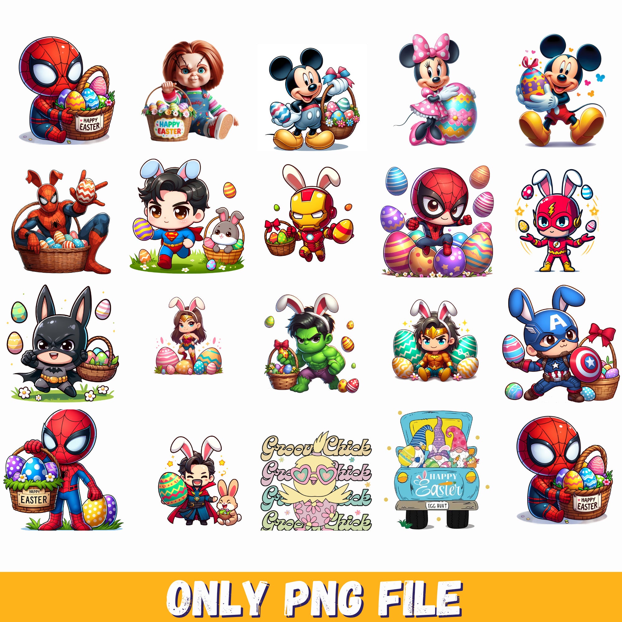 +20 PNG bundle Easter egg png, easter bunny png,Disney easter png