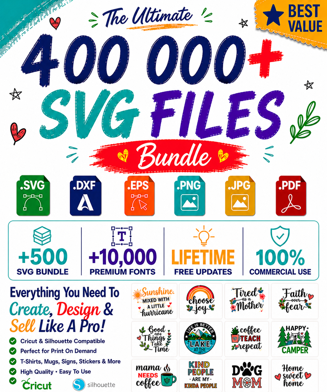 400K SVG Bundle for Cricut | 500+ SVG Bundles | Monthly Updates | Commercial Use | PNG DXF EPS AI