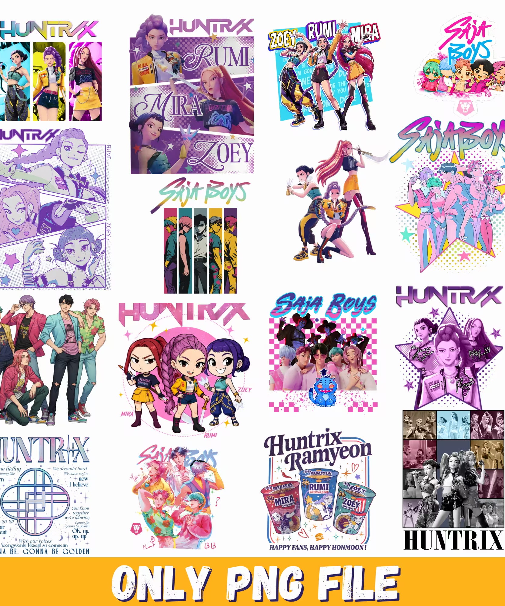 Bundle kpop demon hunters png, Kpop demon hunters png, korean idol hunters png