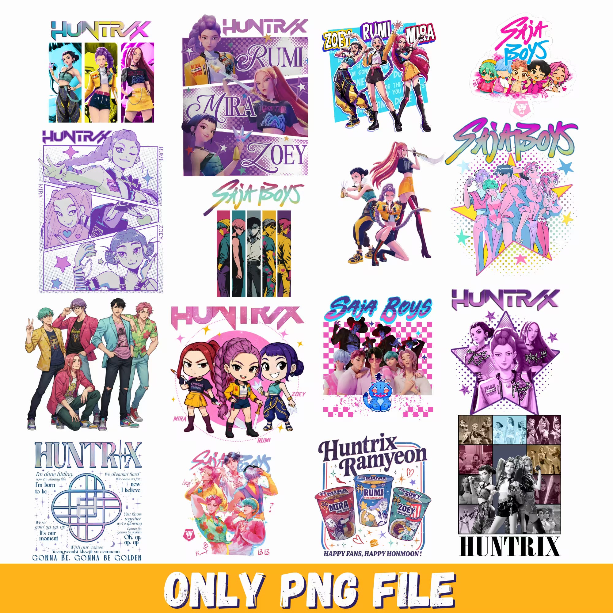 Bundle kpop demon hunters png, Kpop demon hunters png, korean idol hunters png