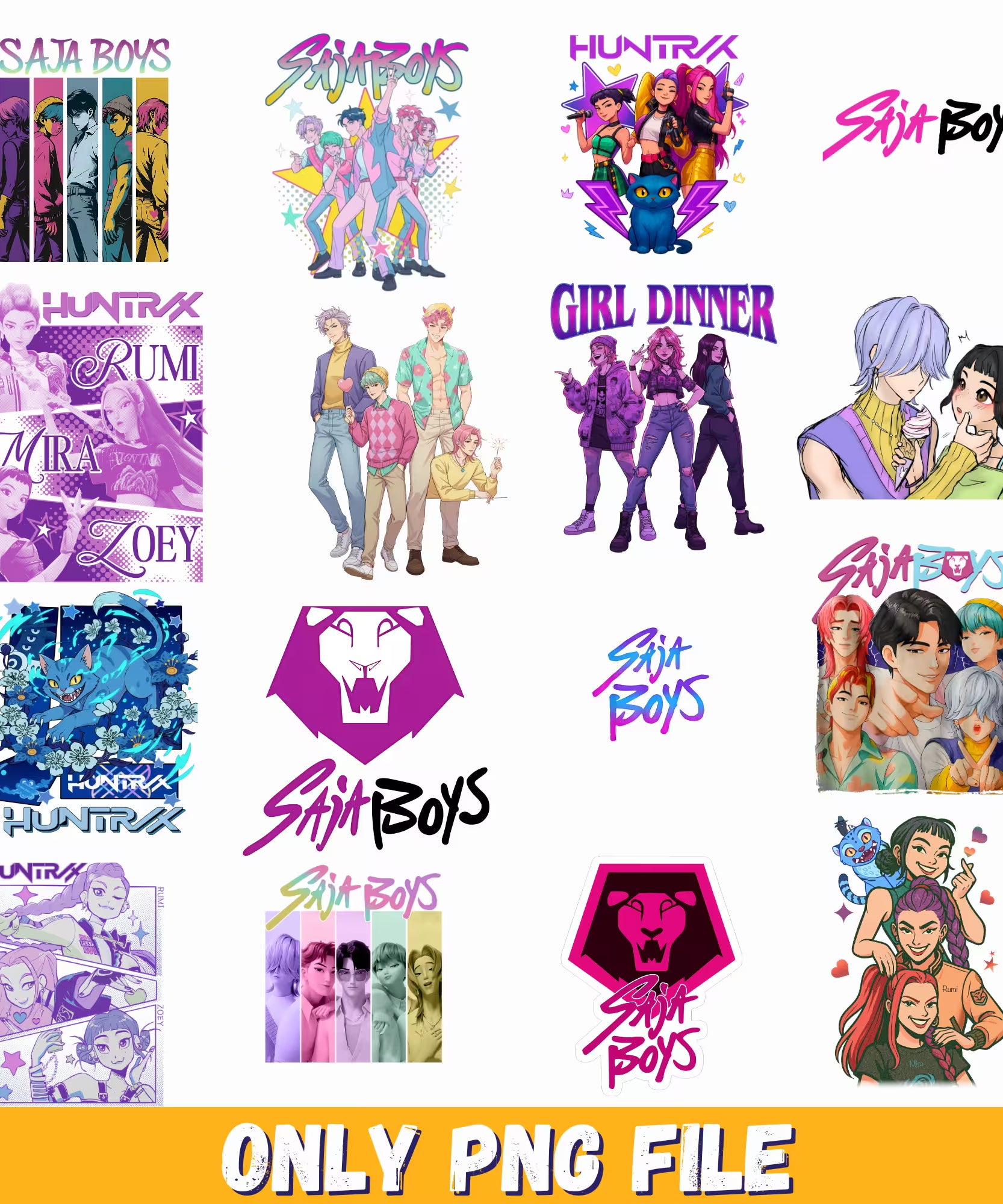 Bundle kpop demon hunters png, Kpop demon hunters png, korean idol hunters png