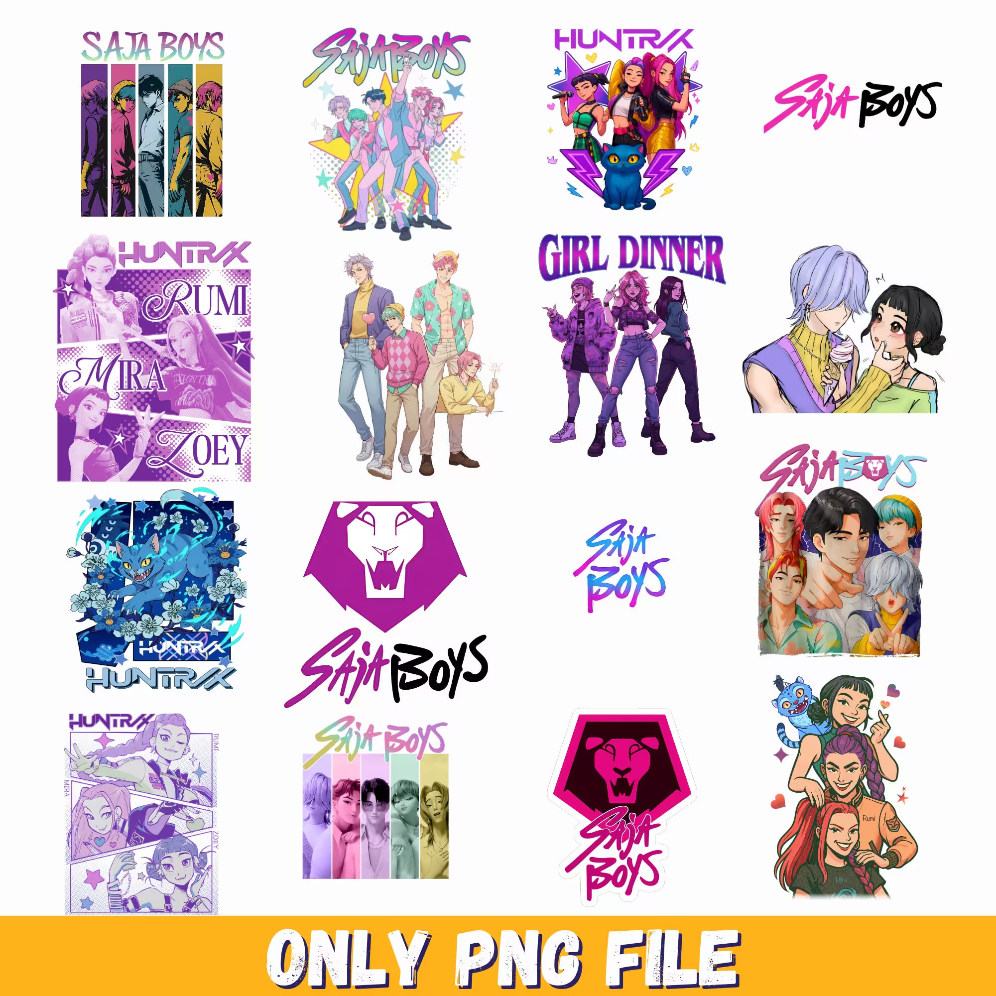 Bundle kpop demon hunters png, Kpop demon hunters png, korean idol hunters png