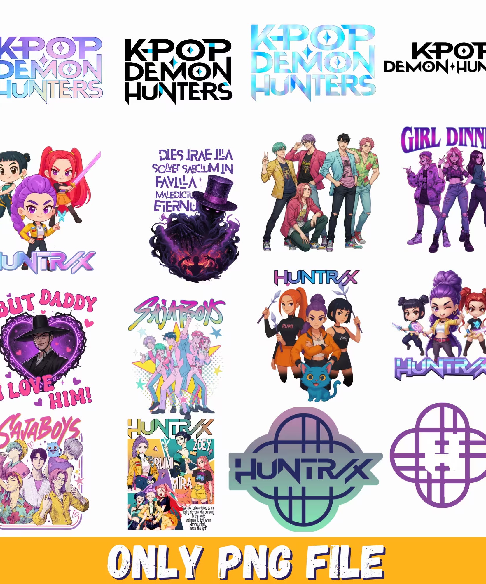 Bundle kpop demon hunters png, Kpop demon hunters png, korean idol hunters png