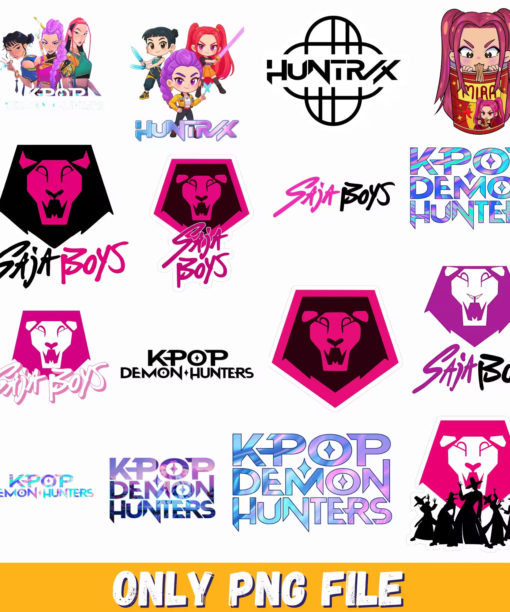 Bundle kpop demon hunters png, Kpop demon hunters png, korean idol hunters png