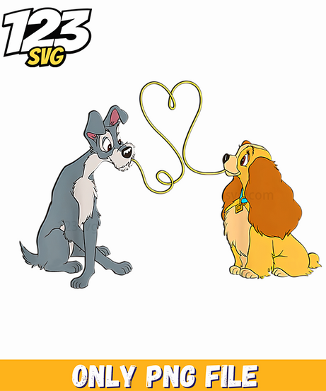 Lady and the Tramp Valentine PNG, lady and tramp valentine, lady tramp valentines - 123SVG Store
