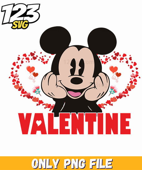 Mickey Valentine Typography PNG, valentine typography design, typographic valentine - 123SVG Store