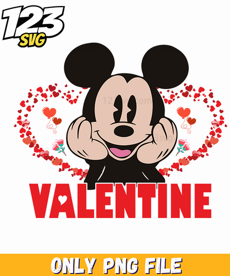 Mickey Valentine Typography PNG, valentine typography design, typographic valentine - 123SVG Store