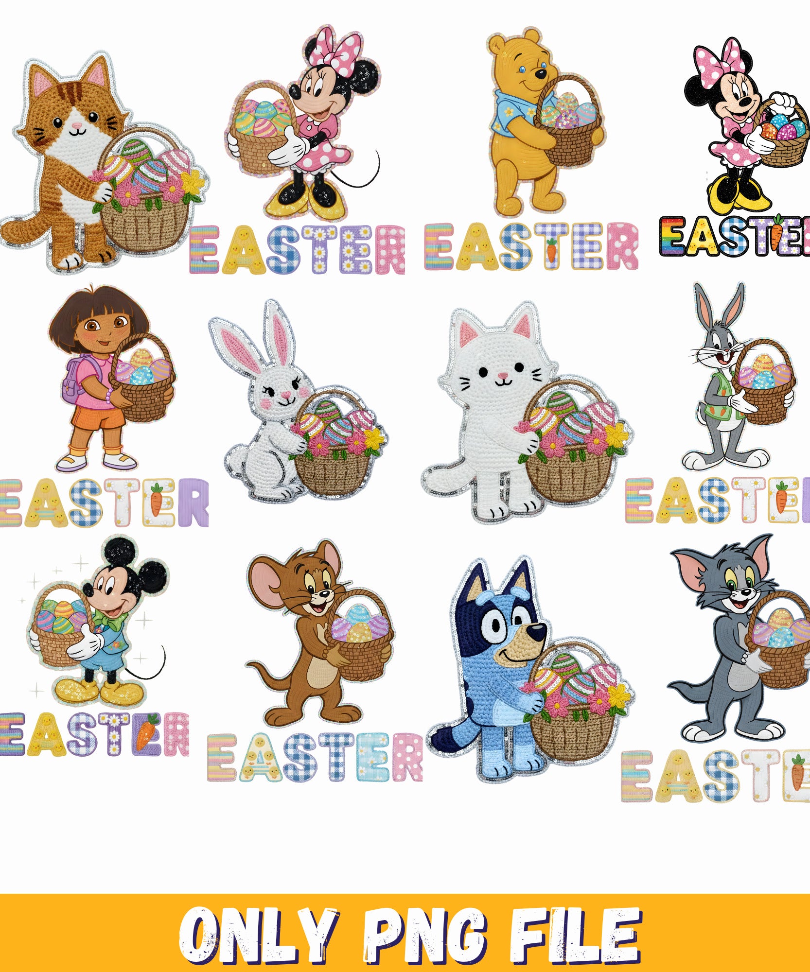 Mickey mouse easter bunny, easter eggs png, easter basket mickey mouse