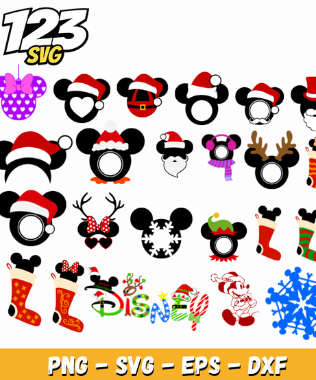 Mickey Mouse Head Christmas Bundle SVG for Cricut Christmas Crafts