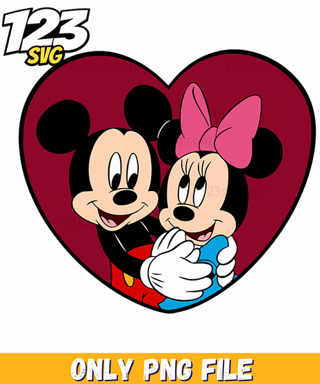 Minnie Mickey Heart Love PNG, mickey mouse love heart png, mickey mouse heart love png - 123SVG Store