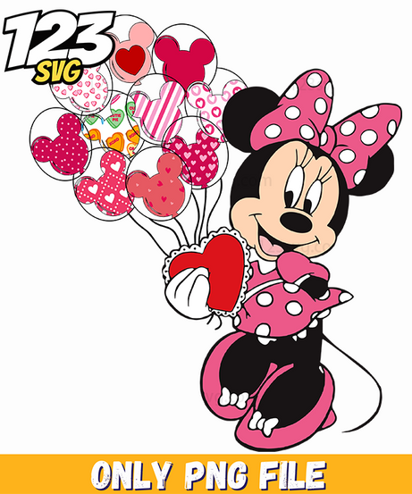 Minnie Mouse Heart Balloon, minnie mouse heart balloons, minnie mouse heart balloons decorations - 123SVG Store