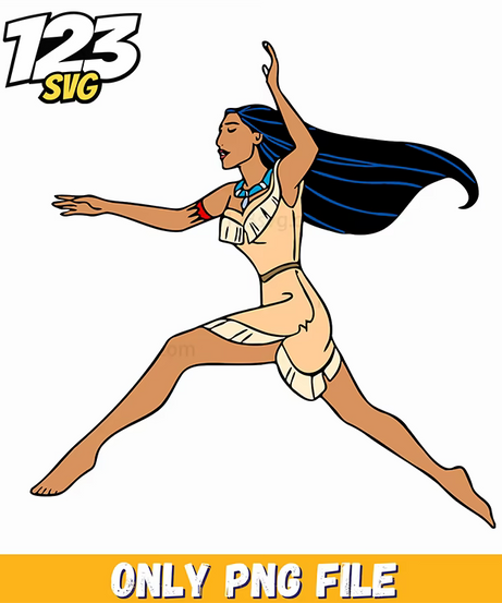 Pocahontas Action Run PNG, kpop cartoon png, korean cartoon png - 123SVG Store