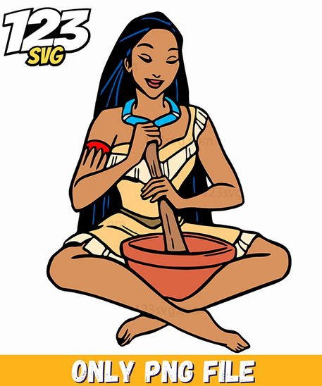 Pocahontas Long Hair Portrait PNG, Long Hair Portrait PNG, Png Portrait - 123SVG Store