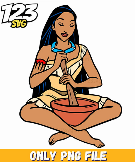 Pocahontas Long Hair Portrait PNG, Long Hair Portrait PNG, Png Portrait - 123SVG Store