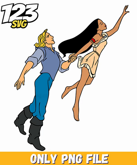 Pocahontas and John Smith Romance PNG, korean cartoon png, modern vibes boys png - 123SVG Store