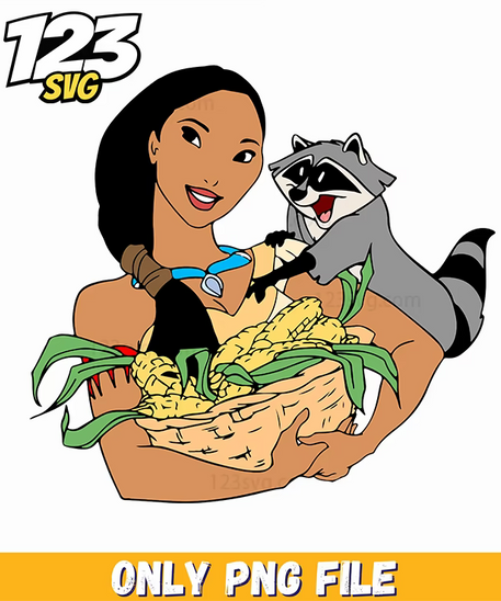Pocahontas with Meeko PNG, kpop cartoon png, korean cartoons png - 123SVG Store