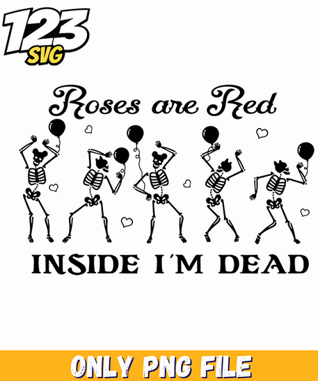 Roses Are Red Skeleton Valentine PNG, skeleton valentine roses are red, red roses skeleton valentine - 123SVG Store