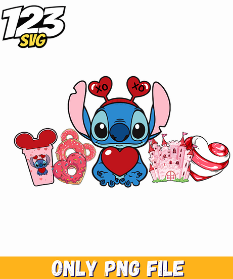 Stitch Valentine Hearts, valentine stitch hearts, stitch valentine day - 123SVG Store