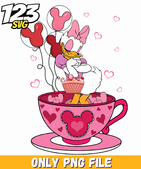 Valentine Tea Cup Minnie, Minnie Valentine Tea Set, Minnie Mouse Valentine Tea Party - 123SVG Store
