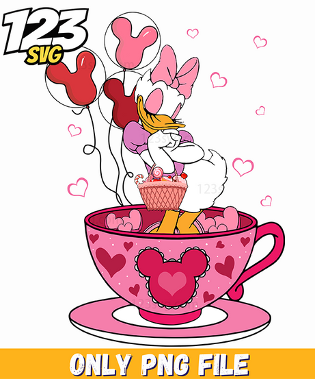 Valentine Tea Cup Minnie, Minnie Valentine Tea Set, Minnie Mouse Valentine Tea Party - 123SVG Store