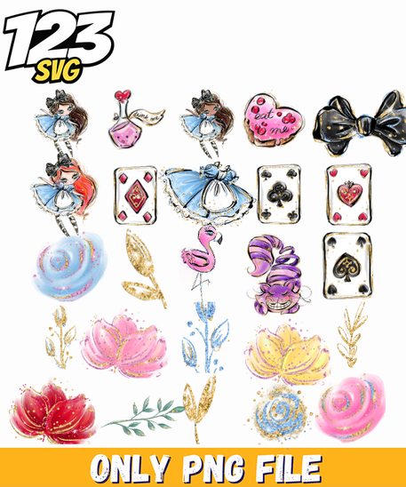 Alice In Wonderland Clipart Bundle PNG for Cricut & Sublimation