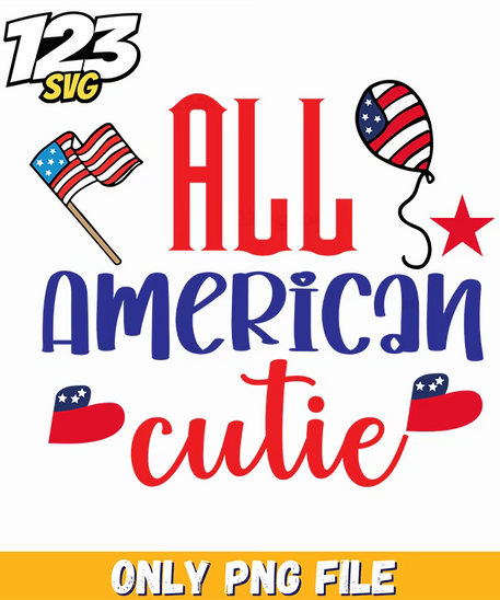 all american cutie flag balloon us maps png, patriotic us map balloon, us flag balloon decoration - 123SVG Store