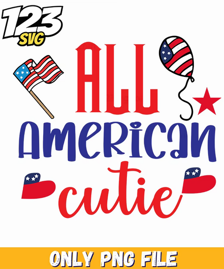 all american cutie flag balloon us maps png, patriotic us map balloon, us flag balloon decoration - 123SVG Store