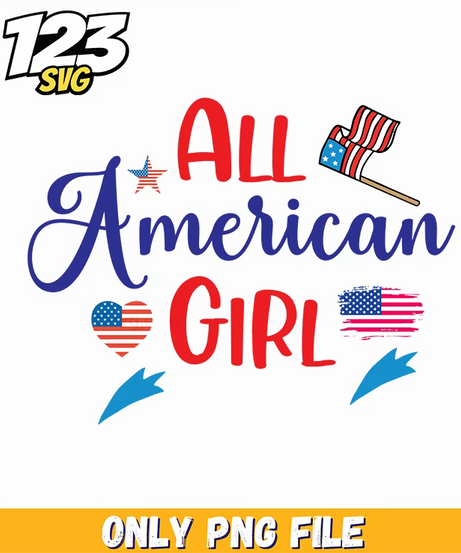 all american girl heart flags ribbon png, all american girl heart flag, american girl heart flags - 123SVG Store