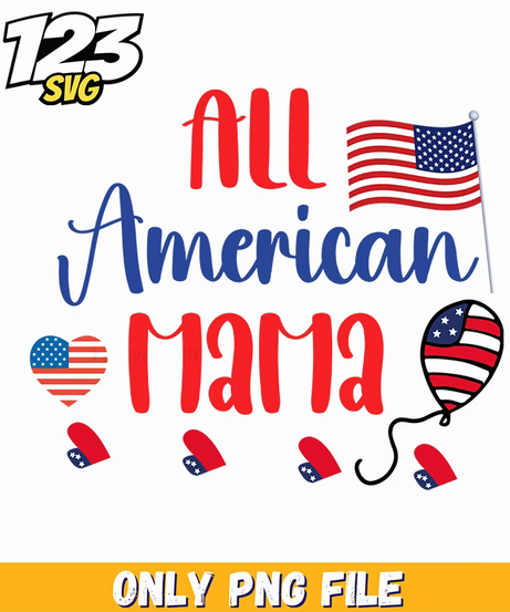 all american mama flag heart balloons png, patriotic mama heart balloons, american flag heart balloons decoration - 123SVG Store
