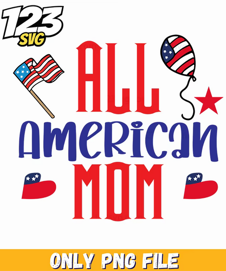 all american mom flag balloon star us maps png, us flag map balloon, all american mom star balloon - 123SVG Store