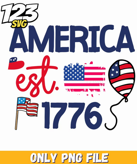 america est 1776 png, 1776 american flag png, american patriotic vector illustration - 123SVG Store