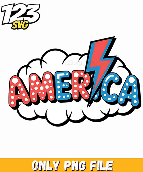 america lightning bolt retro cloud png, retro kpop png, kpop bands cartoon png - 123SVG Store