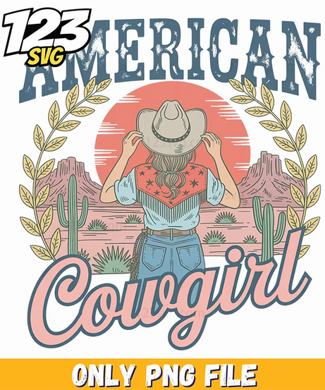 american cowgirl retro desert sunset png, vintage cowgirl png, cowgirl retro png - 123SVG Store