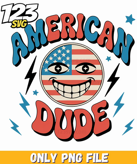 american dude retro flag smiley face png, kpop bands cartoon png, streetwear png - 123SVG Store
