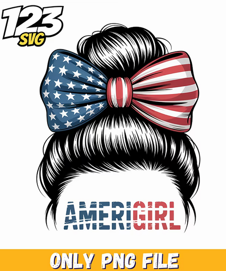 amerigirl patriotic coquette mesh bun png, coquette bow png, wicked png - 123SVG Store
