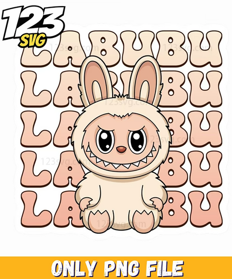 beige labubu typography png, labubu typography, typography labubu - 123SVG Store