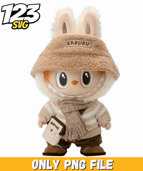 beige winter labubu png, labubu png, winter labubu png - 123SVG Store