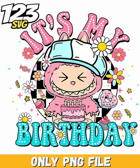 birthday cake labubu png, labubu birthday cake, labubu cake topper - 123SVG Store