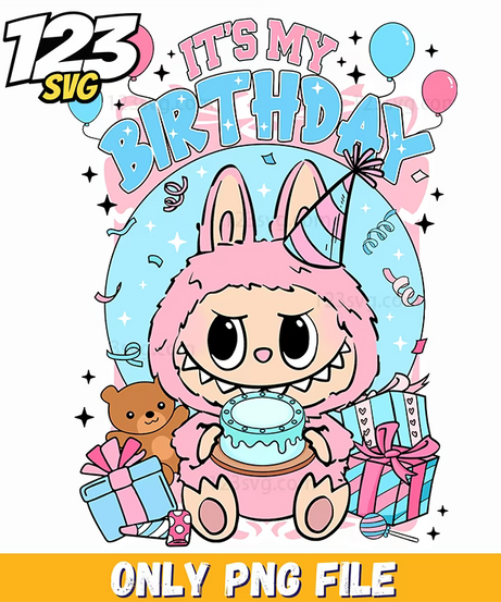 birthday girl labubu png, labubu birthday png, labubu birthday girl - 123SVG Store
