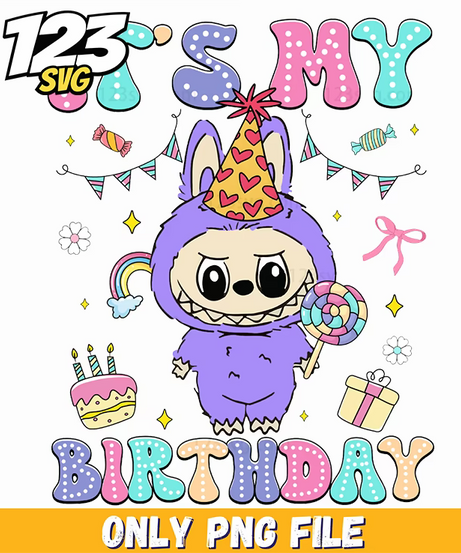 birthday labubu png, it's my birthday labubu png, birthday girl labubu png - 123SVG Store