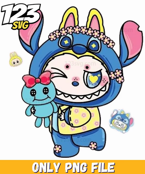 blue alien labubu png, alien labubu png, labubu alien png - 123SVG Store