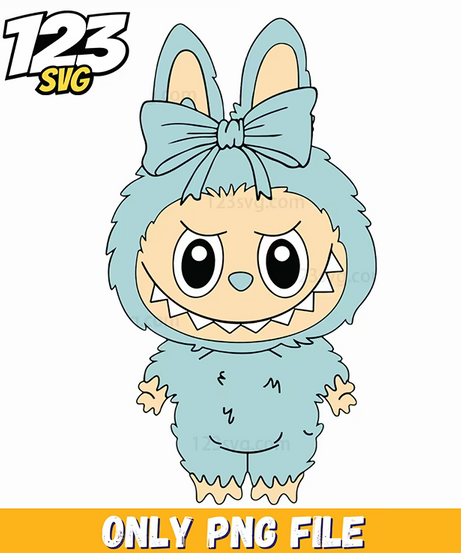 blue bow bunny labubu png, labubu bunny png, labubu bunny blue - 123SVG Store