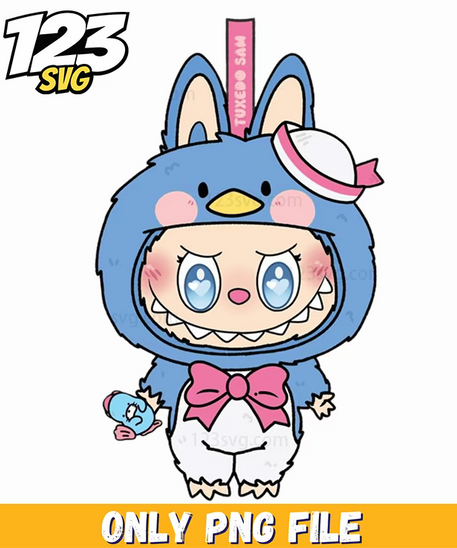 blue bunny sailor labubu png, labubu character png download, labubu sailor moon png - 123SVG Store