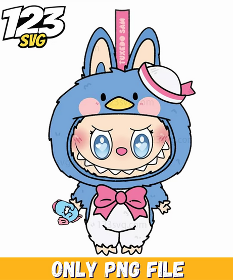 blue bunny sailor labubu png, labubu character png download, labubu sailor moon png - 123SVG Store