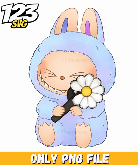 blue flower labubu png, labubu png, labubu flower png - 123SVG Store