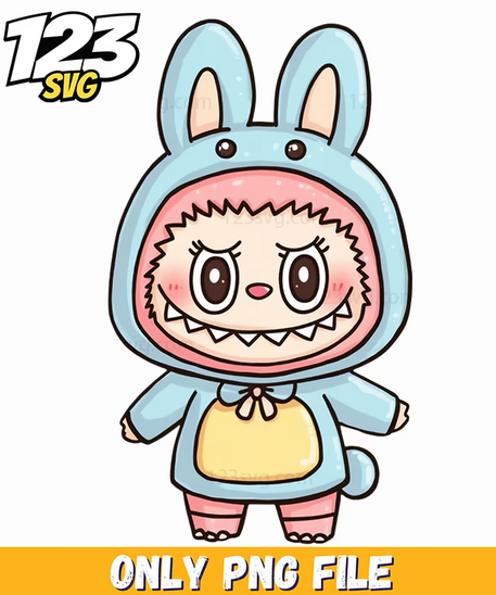 blue hoodie girl labubu png, labubu girl hoodie, labubu hoodie girl png - 123SVG Store