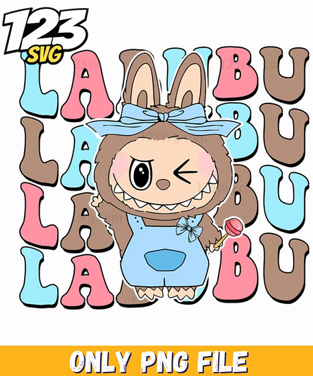 blue labubu typography png, labubu typography, typography png labubu - 123SVG Store