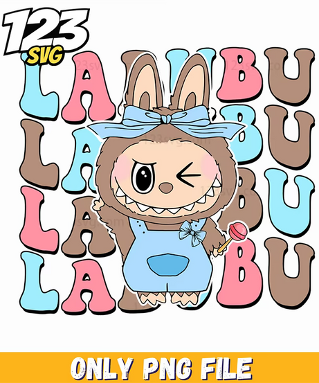blue labubu typography png, labubu typography, typography png labubu - 123SVG Store