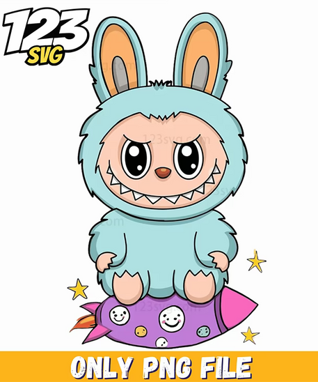 blue moon bunny labubu png, labubu png download, labubu bunny png - 123SVG Store